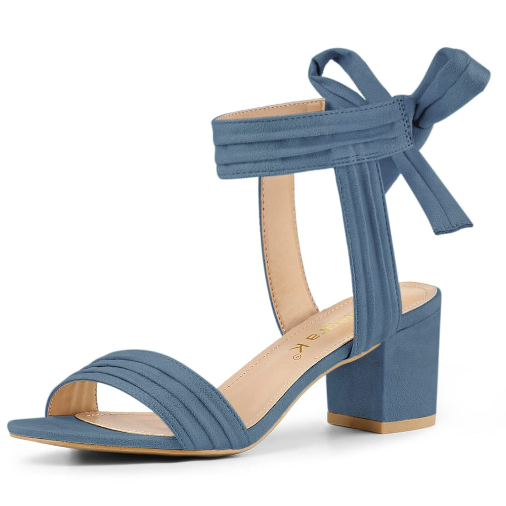 Allegra K Women's Open Toe Ankle Tie Back Block Heels Sandals