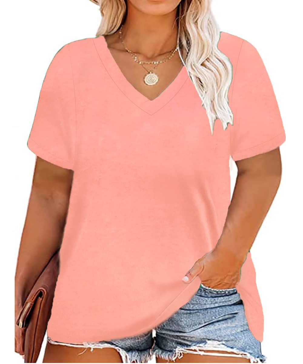 CARCOS Womens Plus Size Tops Short Sleeve Shirts V Neck Tunic Floral/Aniaml Blouses XL-5X