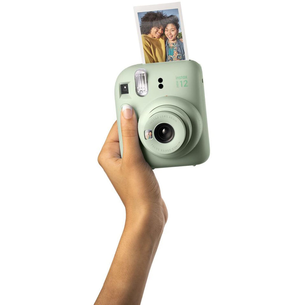 Fujifilm Instax Mini 12 Instant Camera + MiniMate Accessory Bundle & Compatible Custom Case + Fuji Instax Film Value Pack (50 Sheets) Flamingo Designer Photo Album (Mint Green)