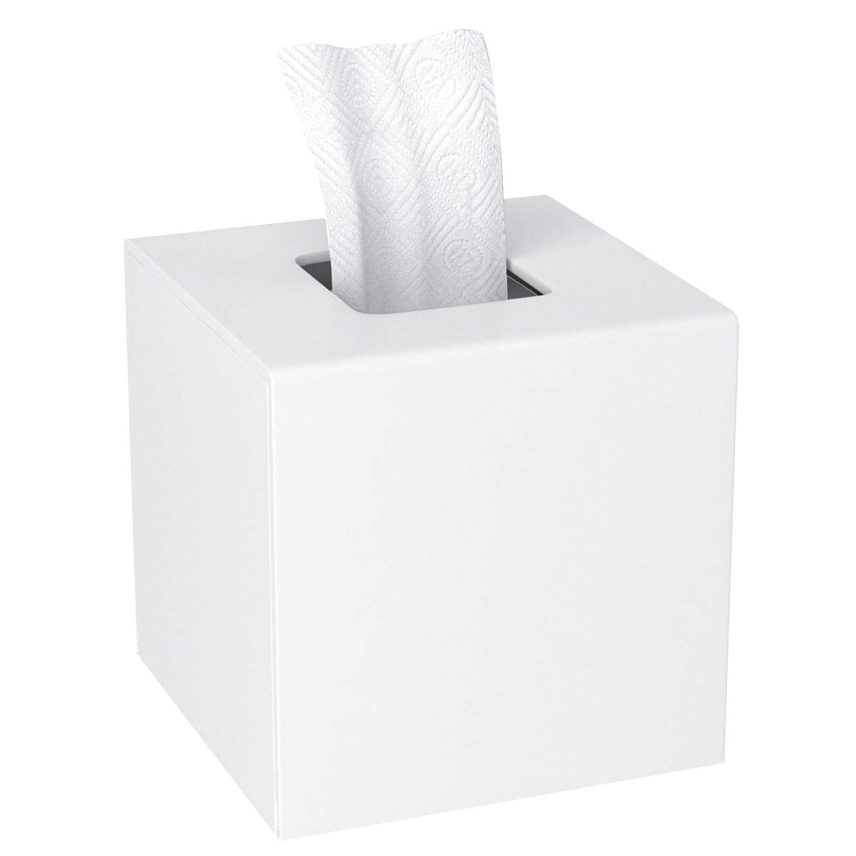 HIIMIEI Tissue Box Cover, Acrylic Tissue Holder Napkin Dispenser for Home Office Restaurant Desk Decor, Black Square 5.4x5.4x5.4''