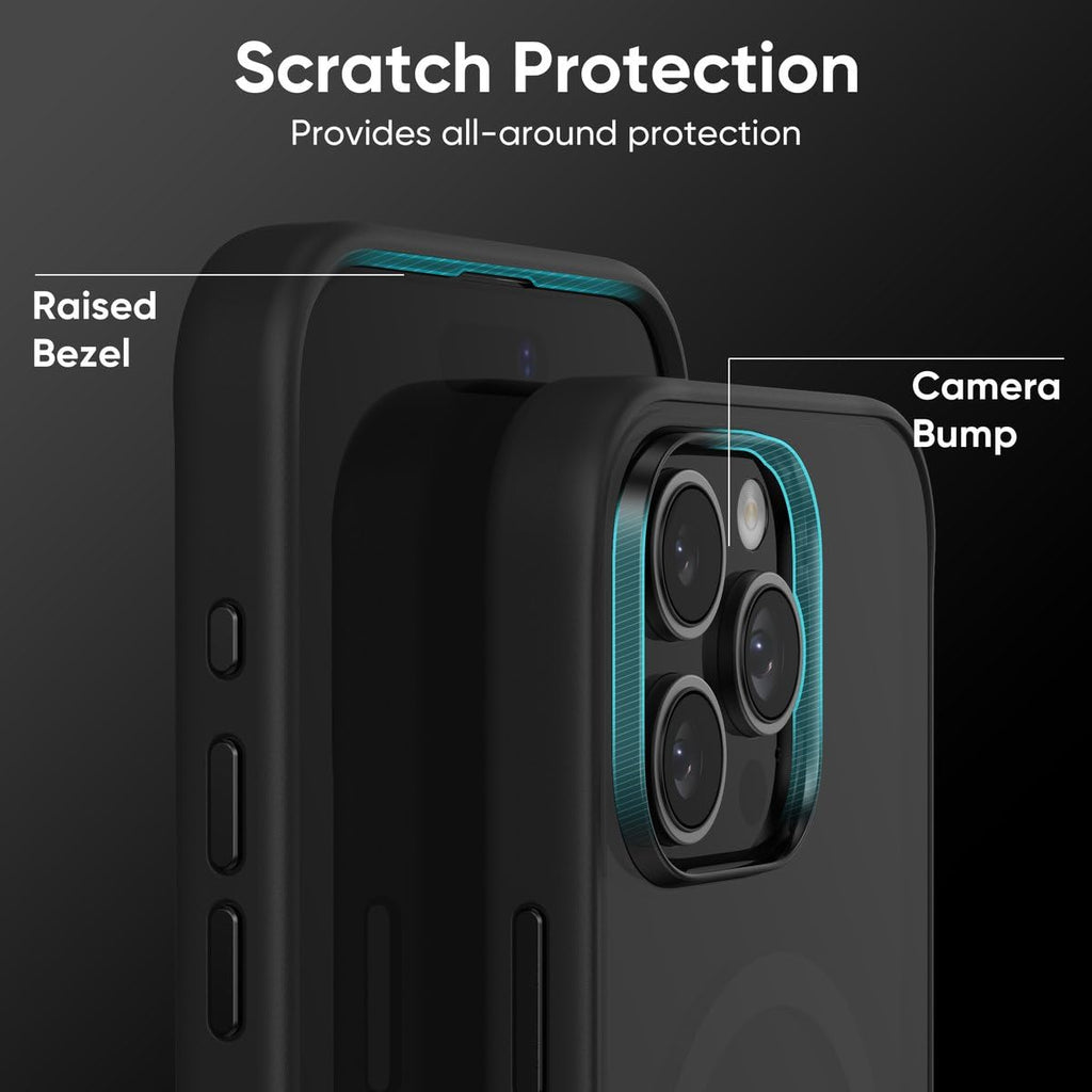 FLOLAB Surtect Tri-Fusion Magnetic for iPhone 16 Case Protective Slim Design Magsafe Compatible Military Grade - Black Clear