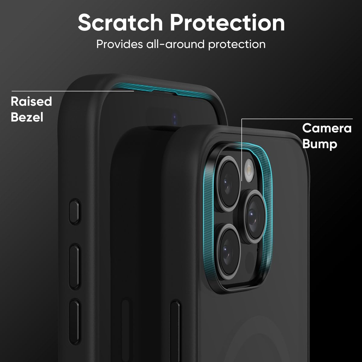 FLOLAB Surtect Tri-Fusion Magnetic for iPhone 16 Case Protective Slim Design Magsafe Compatible Military Grade - Black Clear