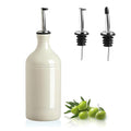 Sweejar Ceramic Olive Oil Dispenser Bottle, Opaque Oil Cruet Protects to Reduce Oxidation, Suitable for Storage Vinegar, Coffee Syrups & Other Liquids, Pack of 1, 15.5 Fl Oz(Beige)