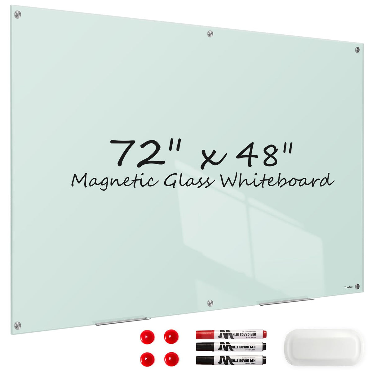 Dry Erase Board Black Magnetic Glass Whiteboard, TANKEE Modern Large Frameless Tempered Glass White Board for Wall, Office, School, Home, 36” x 24”, 3' x 2' White Board