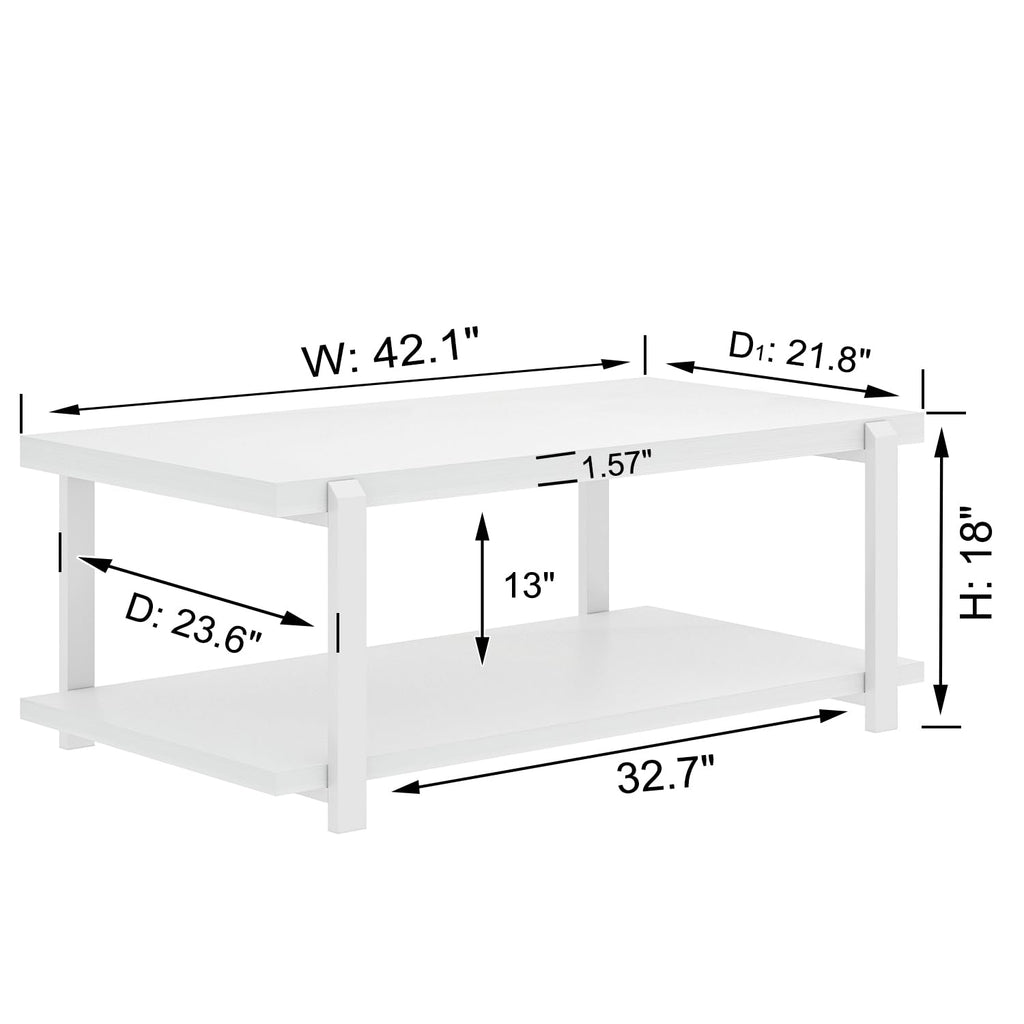 FOLUBAN Black Coffee Table, Modern Rustic Wood Center Table with Storage for Living Room, Industrial Rectangle 2 Tier Cocktail Tea Table, Black Oak