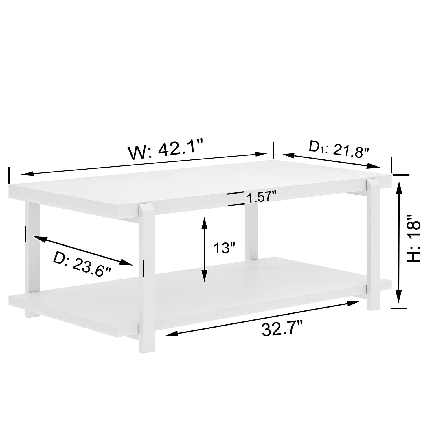 FOLUBAN Black Coffee Table, Modern Rustic Wood Center Table with Storage for Living Room, Industrial Rectangle 2 Tier Cocktail Tea Table, Black Oak