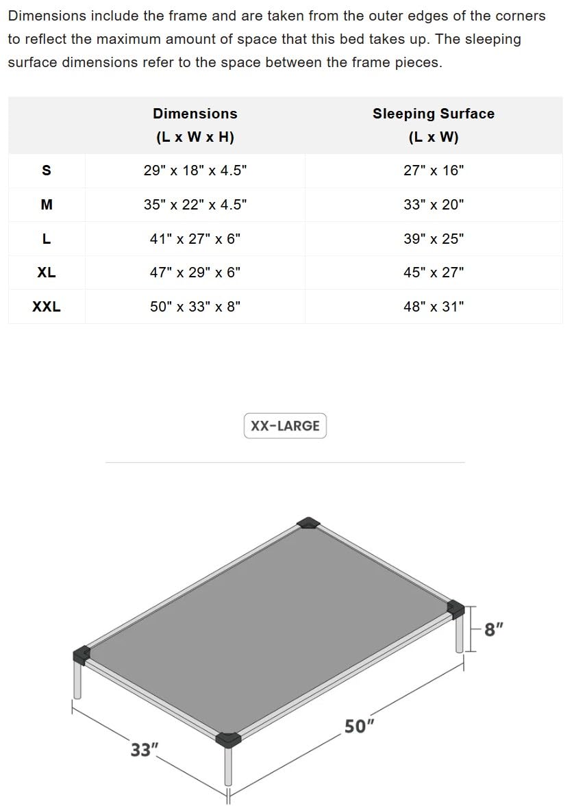 K9 Ballistics Chew Proof Elevated Cooling Outdoor Cot Bed for Small Dogs & Puppies - Virtually Indestructible, Preassembled, Withstands Aggressive Chewers - S, Black Mesh