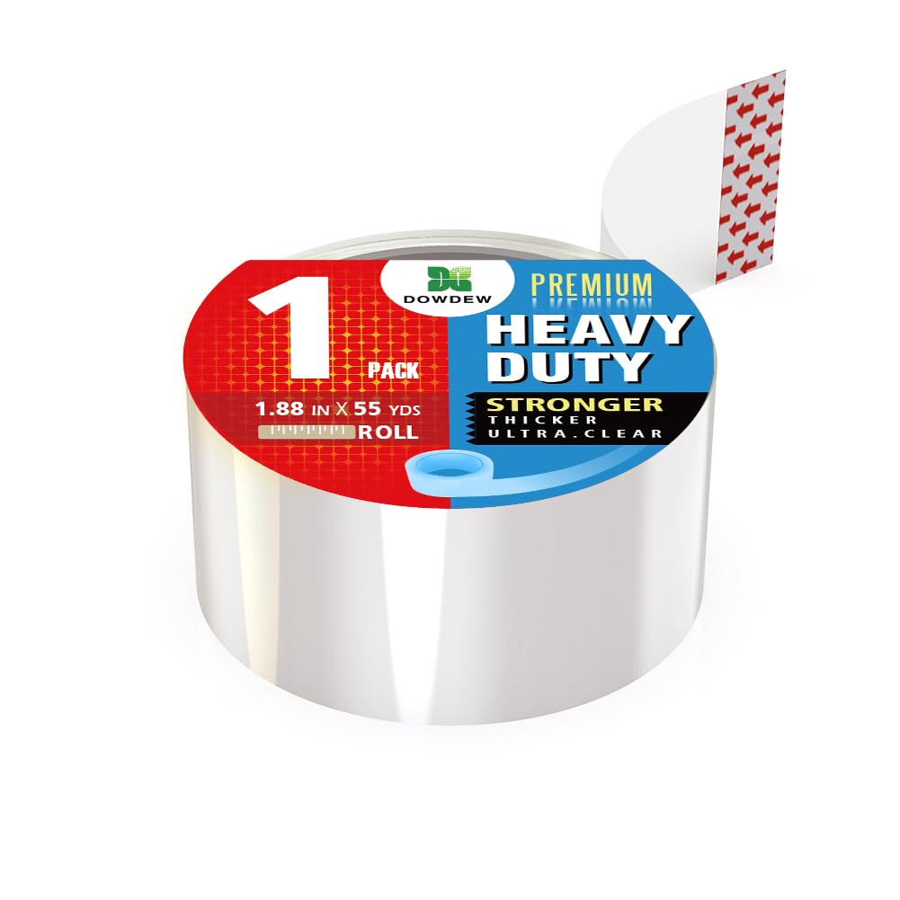 Clear Packing Tape, Heavy Duty Packaging Tape 1.88 inch x 55 Yards Refill Roll for Shipping Mailing Moving [Ultra Strong - Super Thick] (1 Roll / 55 Total Yards)