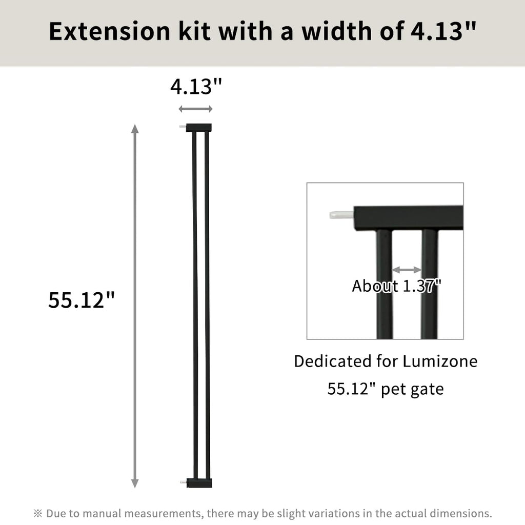Lumizone Extra Tall Cat Gate Extension Kit 55.12" High 4.13" Wide Black | Tall Pet Gate Dog Gate for Doorway Hallway Stairs Pressure Mounted Extra Wide 1.37" Gap No Drilling