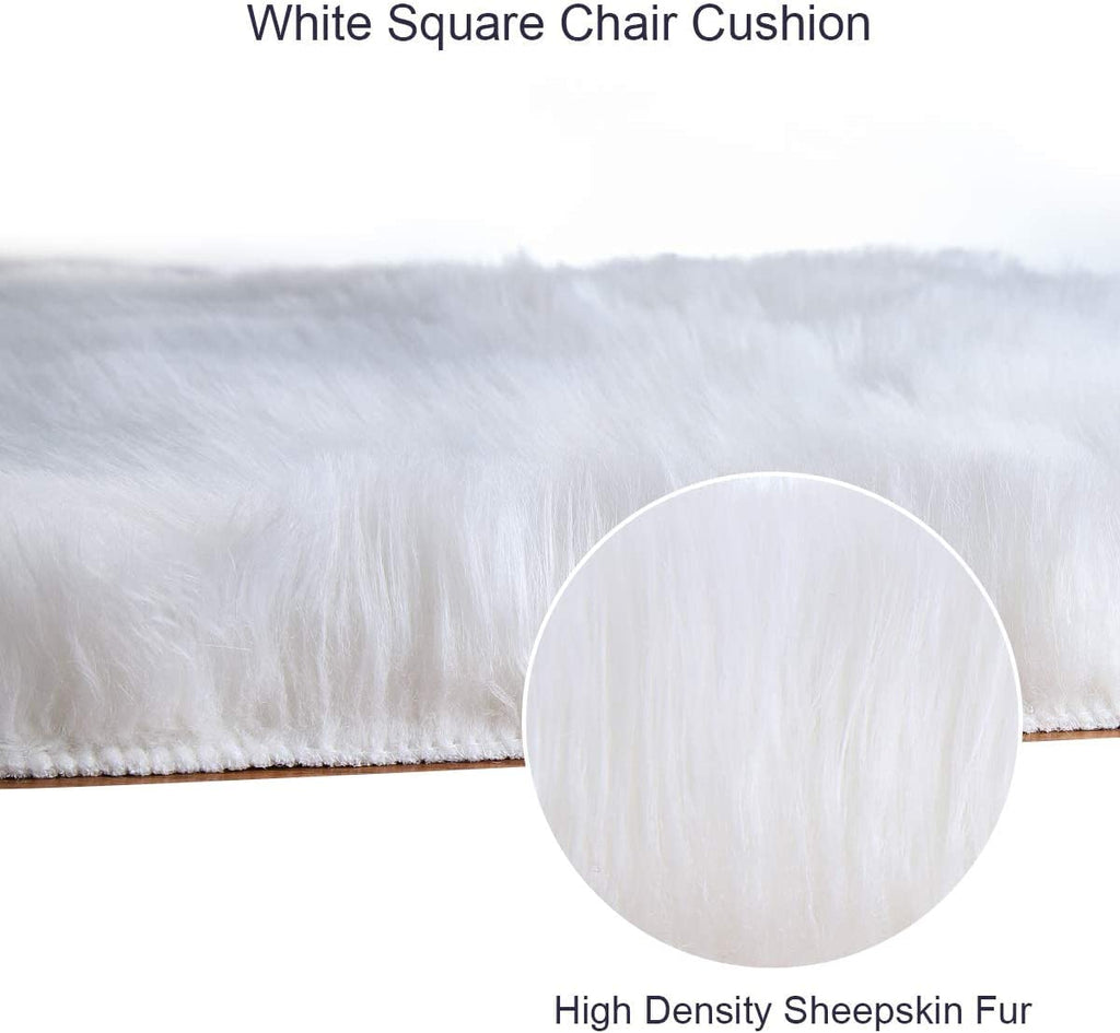 Softlife Black Faux Fur Sheepskin Chair Cover Seats Cushion Pad Super Soft Area Rugs for Living Bedroom Sofa Dorm (1.6ft x 1.6ft)