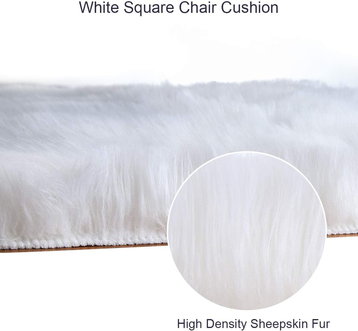 Softlife Black Faux Fur Sheepskin Chair Cover Seats Cushion Pad Super Soft Area Rugs for Living Bedroom Sofa Dorm (1.6ft x 1.6ft)