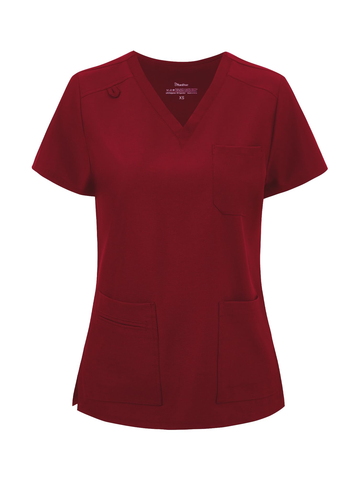 floralhue Scrub Tops for Women, Curved V-Neck Scrub Tops with 3 Pockets, Soft Stretch, Easy Care