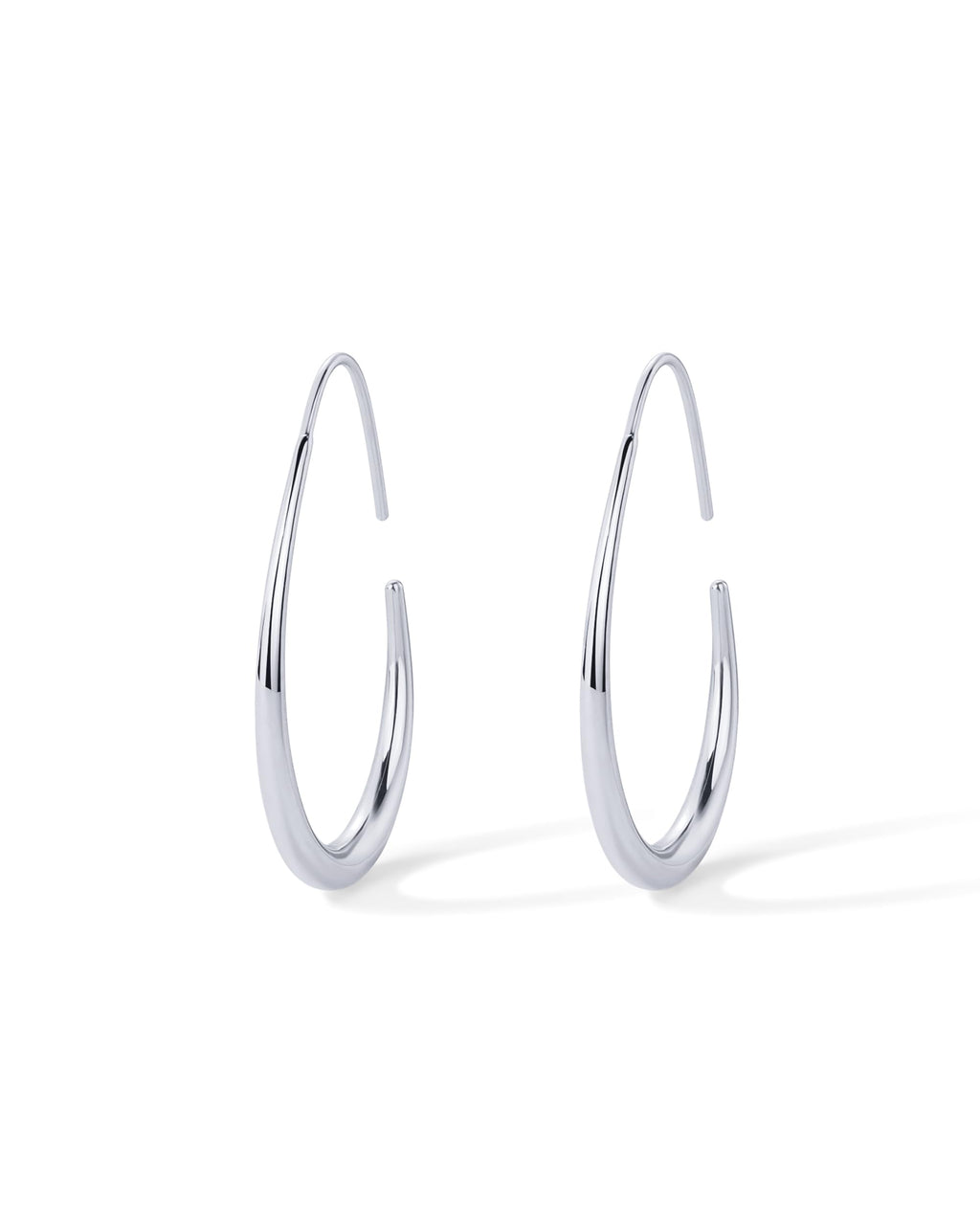 PAVOI 14K Gold Plated 925 Sterling Silver Post Lightweight Teardrop Hoop Earrings for Women | Large Oval Pull-Through Statement Earrings