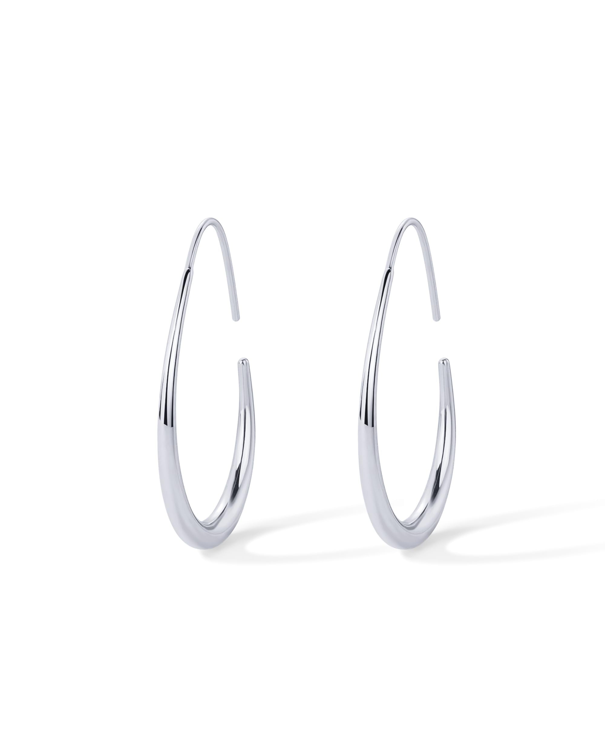 PAVOI 14K Gold Plated 925 Sterling Silver Post Lightweight Teardrop Hoop Earrings for Women | Large Oval Pull-Through Statement Earrings