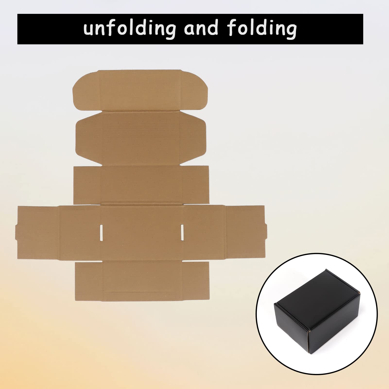 EXYGLO 40 Pack 6x4x3 Shipping Boxes, Black Corrugated Cardboard Boxes for Packaging Small Business, Moving, Shipping, Mailing, and Storing