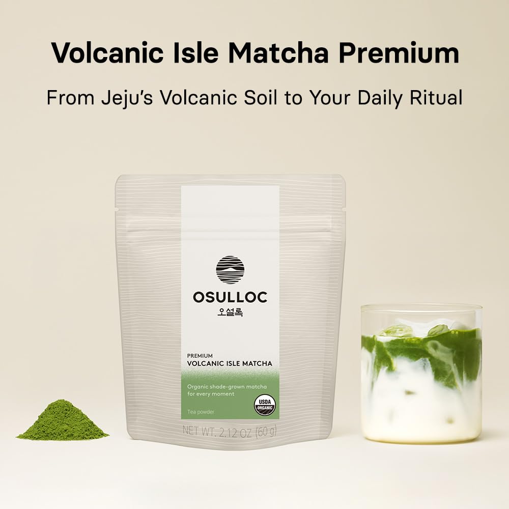 OSULLOC Volcanic Isle Matcha Powder, Ceremonial Grade Korean Matcha, Green tea powder from Jeju Island (1.41oz, 40g)