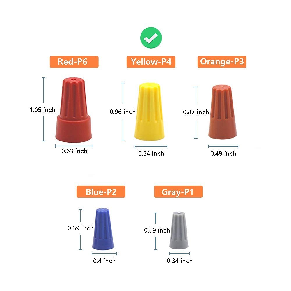 300 Pcs Red Electrical Wire Connectors Screw Terminals, with Spring Insert Twist Nuts Caps (AWG 18-10)