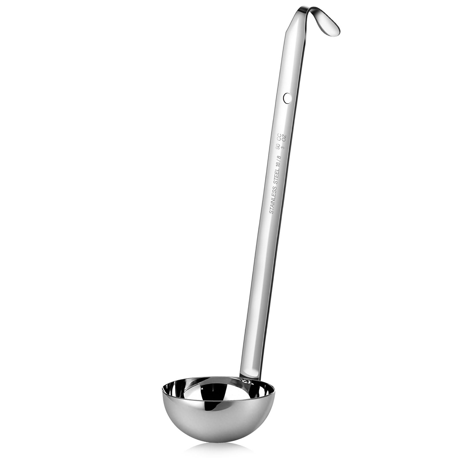 meekoo 1 Pieces Stainless Steel Ladle Soup Handle Ladle with Pouring Rim for Kitchen Cooking Soup Sauce (1 oz)