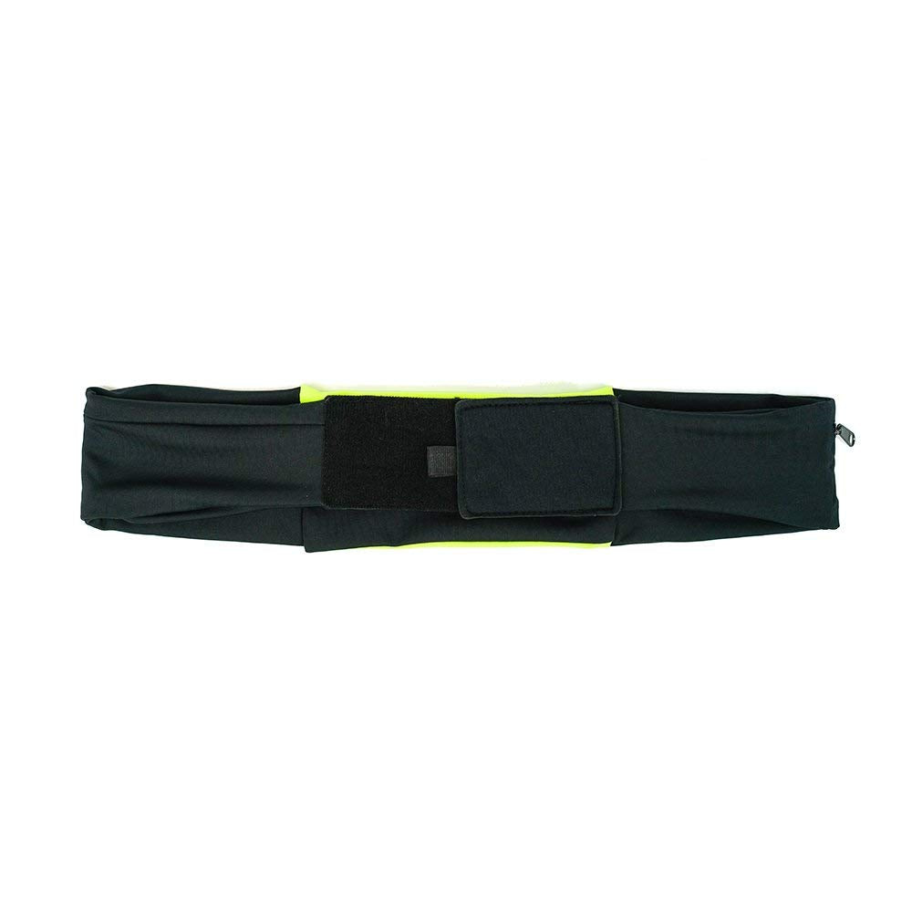 3 Pocket Adjustable Running Belt Waist Pack, Fanny Pack For Working Out With Sweat Resistant Backing, Holds All iPhone Models (Black/Black, X-Small)