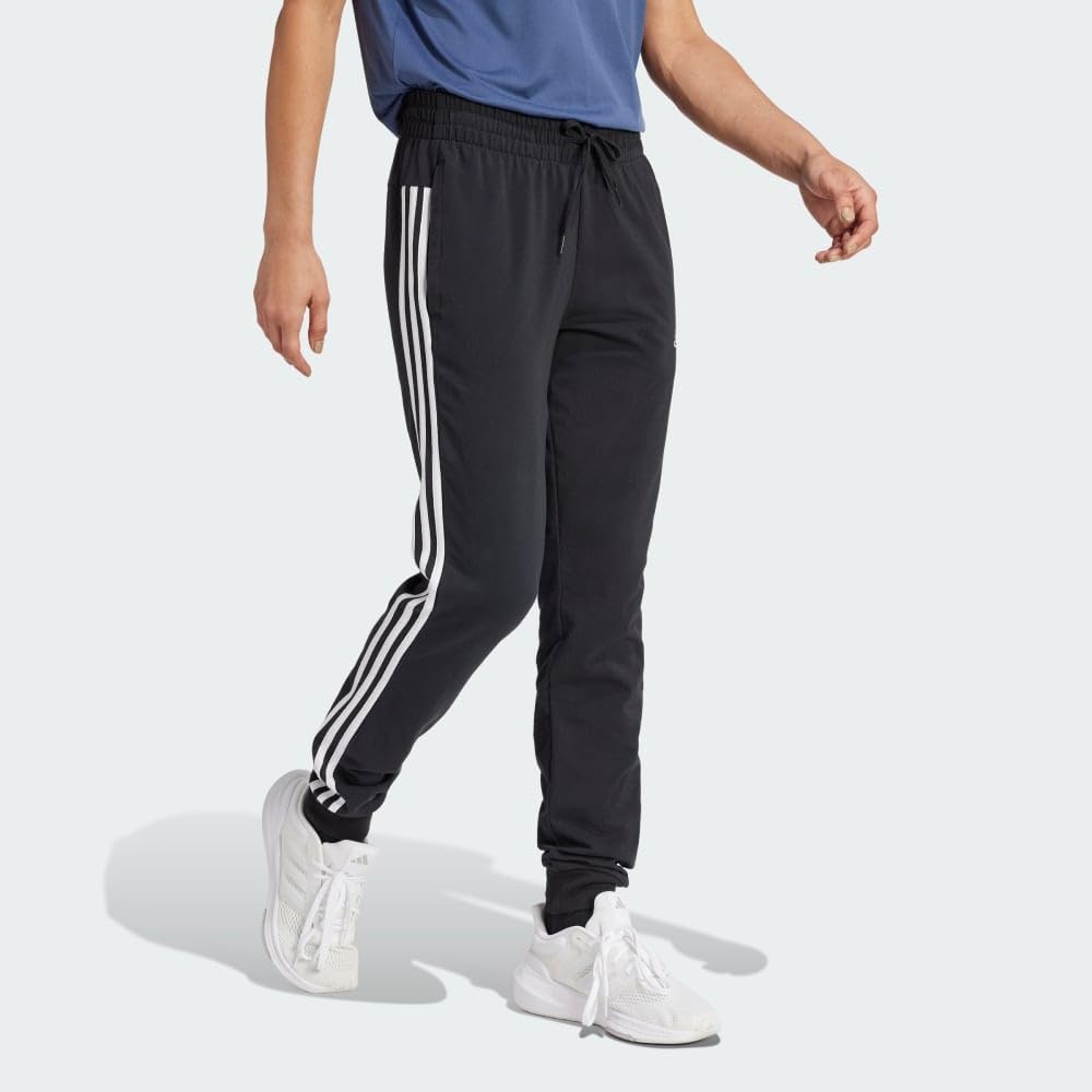 adidas Womens 3-Stripes Drawstring Sweatpants Training Casual - Black