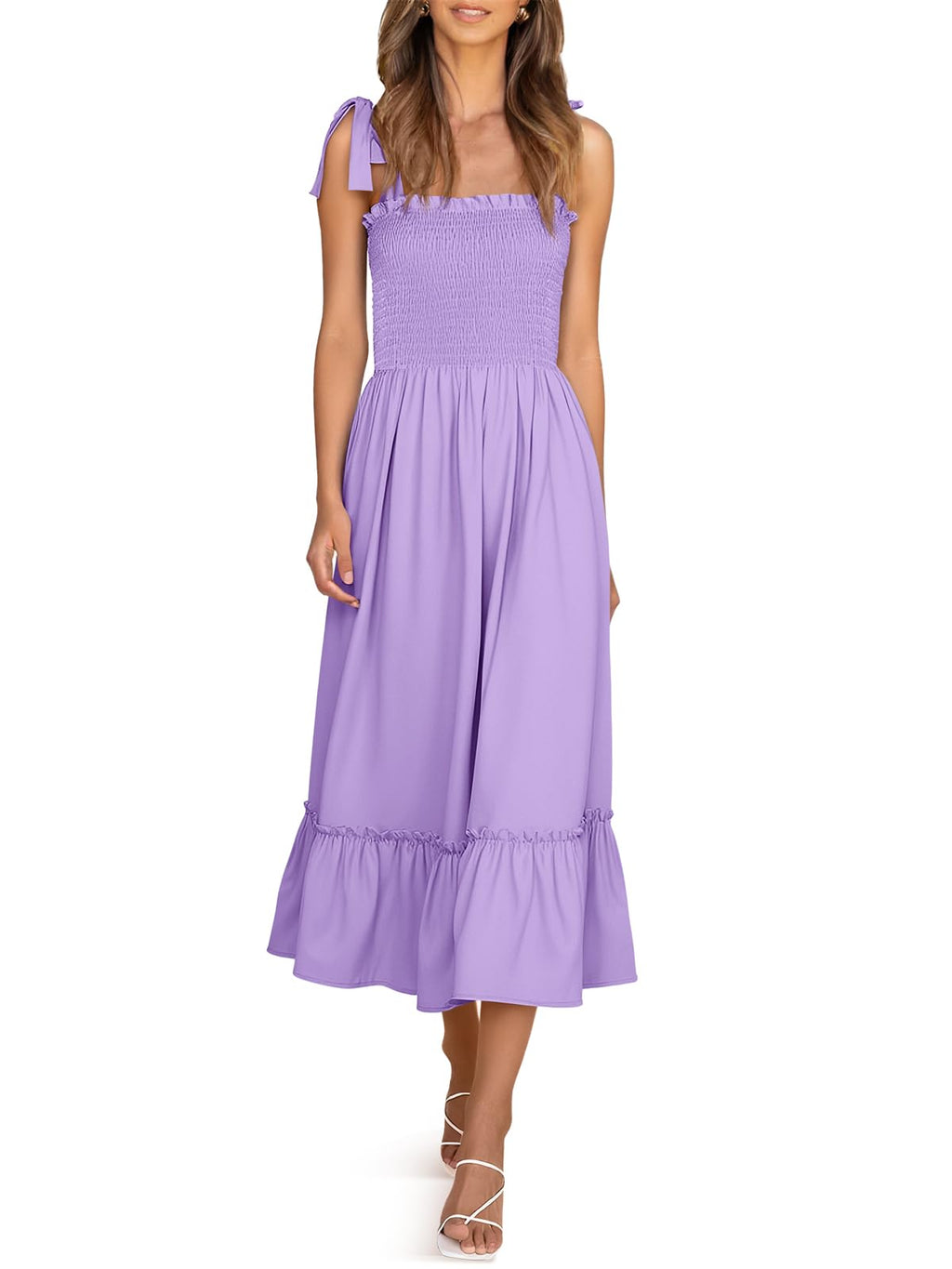 Imily Bela Womens Summer Floral Maxi Dress Boho Tie Strap Sleeveless Smocked A Line Beach Sundress Long Dresses