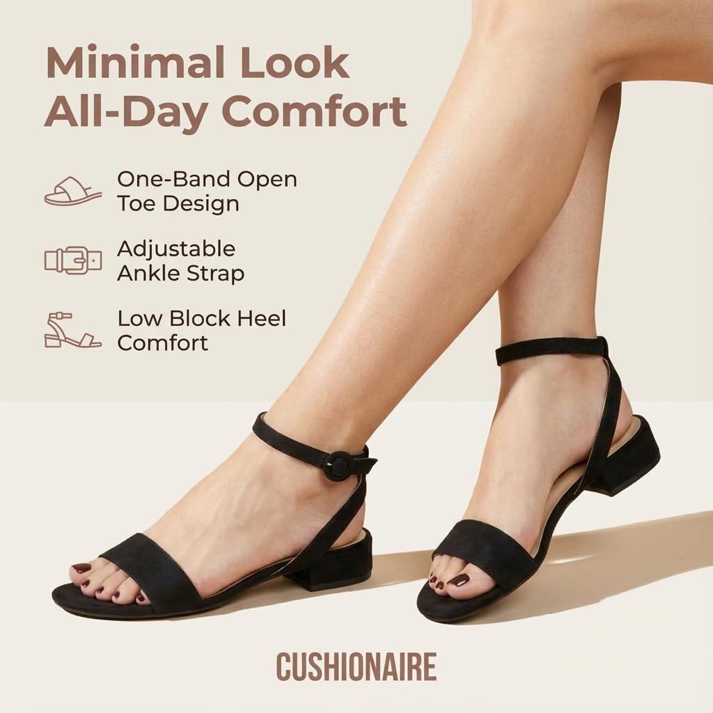 CUSHIONAIRE Women's Nila one band low block heel sandal +Wide Widths Available