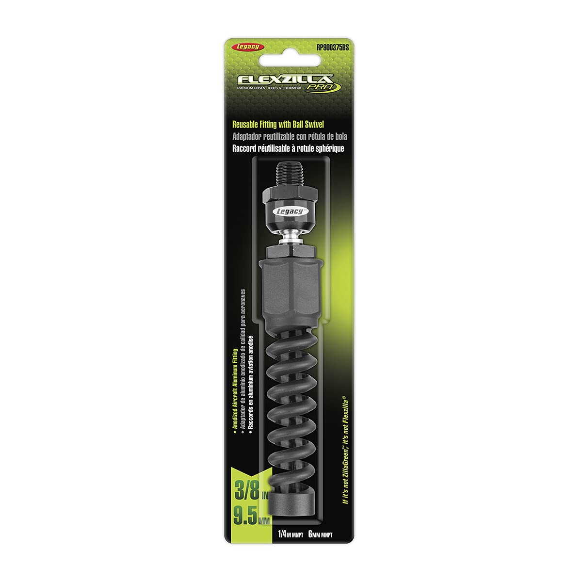 Flexzilla Pro Air Hose Reusable Fitting with Swivel, 1/2 in. - RP900500S