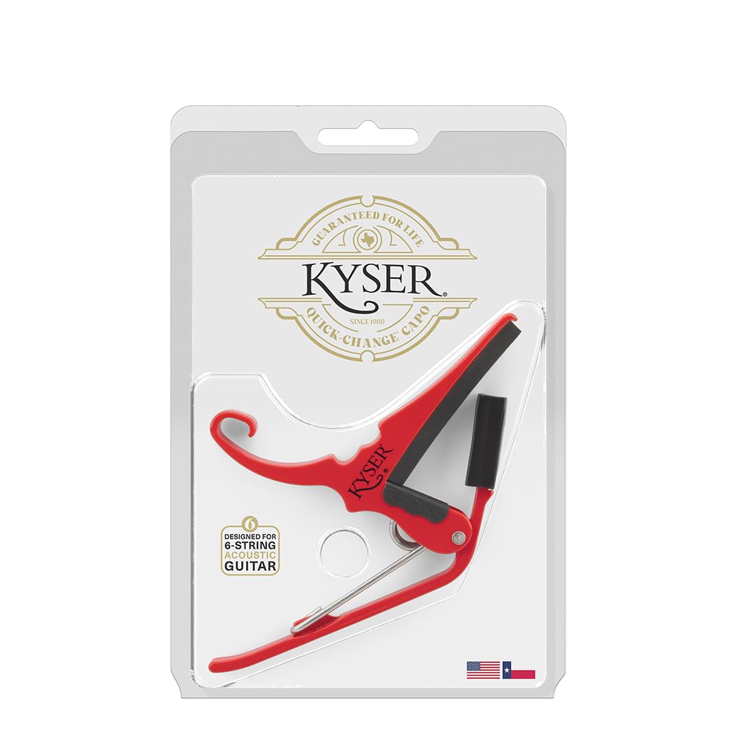 Kyser Musical Products Quick-Change Guitar Capo, KG6ABA, Abalone - For 6-String Acoustic Guitars, Made in USA, Quality, Strong, Lightweight, Quick & Easy Key Changes, Innovative, Perfect Fit