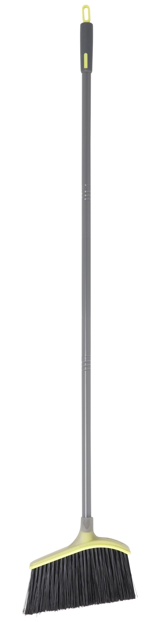 Casabella Basics 2-Piece Angled Broom and Dustpan Set, 44" Angled Broom with Long Handle and Dustpan, Silver/Green