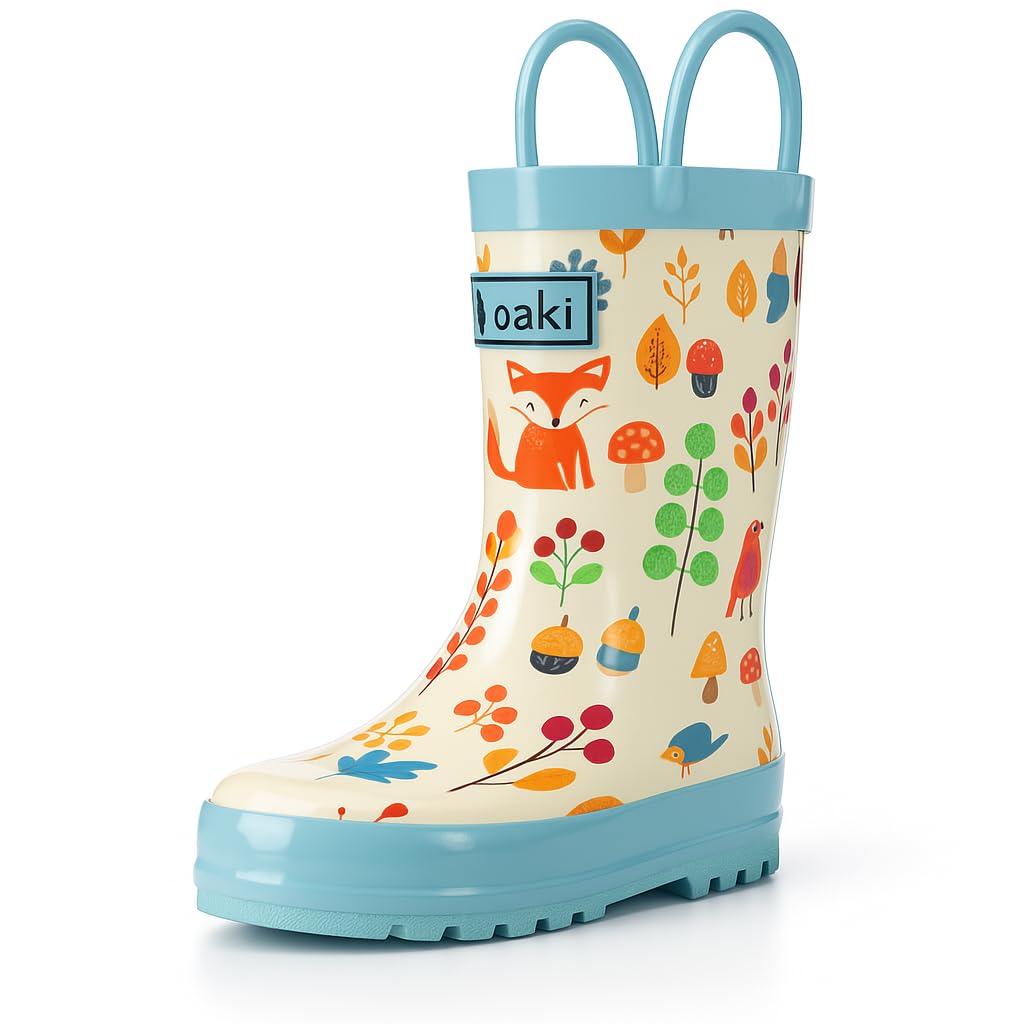 OAKI Toddler Rain Boots - Perfect Kids Rain Boots for Any Weather - Durable Rubber Baby Rain Boots Keep Little Feet Dry, Lightweight Waterproof with Easy-on Handle