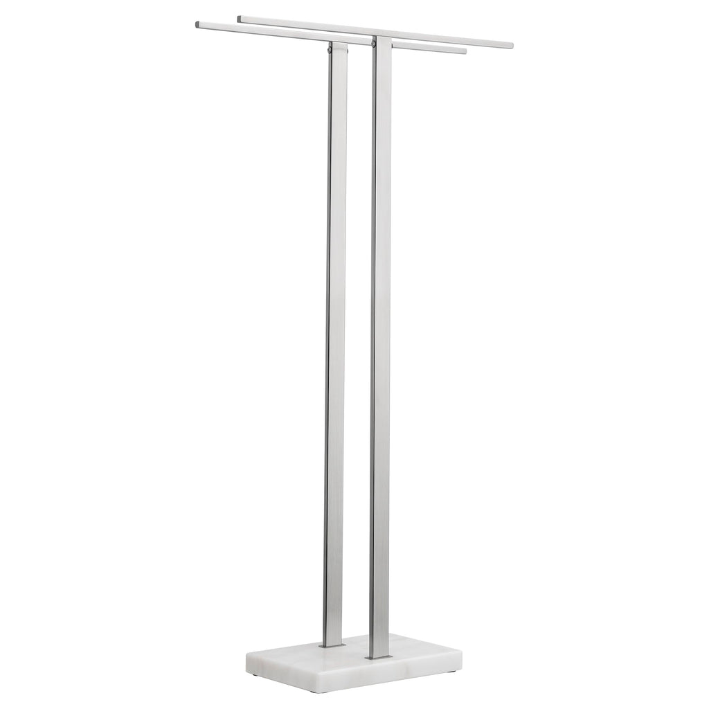 KES Standing Towel Rack with Black Natural Marble Base, 2-Tier Towel Rack Stand for Bathroom Floor, Bath Towel Holder Fits Bath Towel & Hand Towel,18/8 Stainless Steel, BTH217-BBK