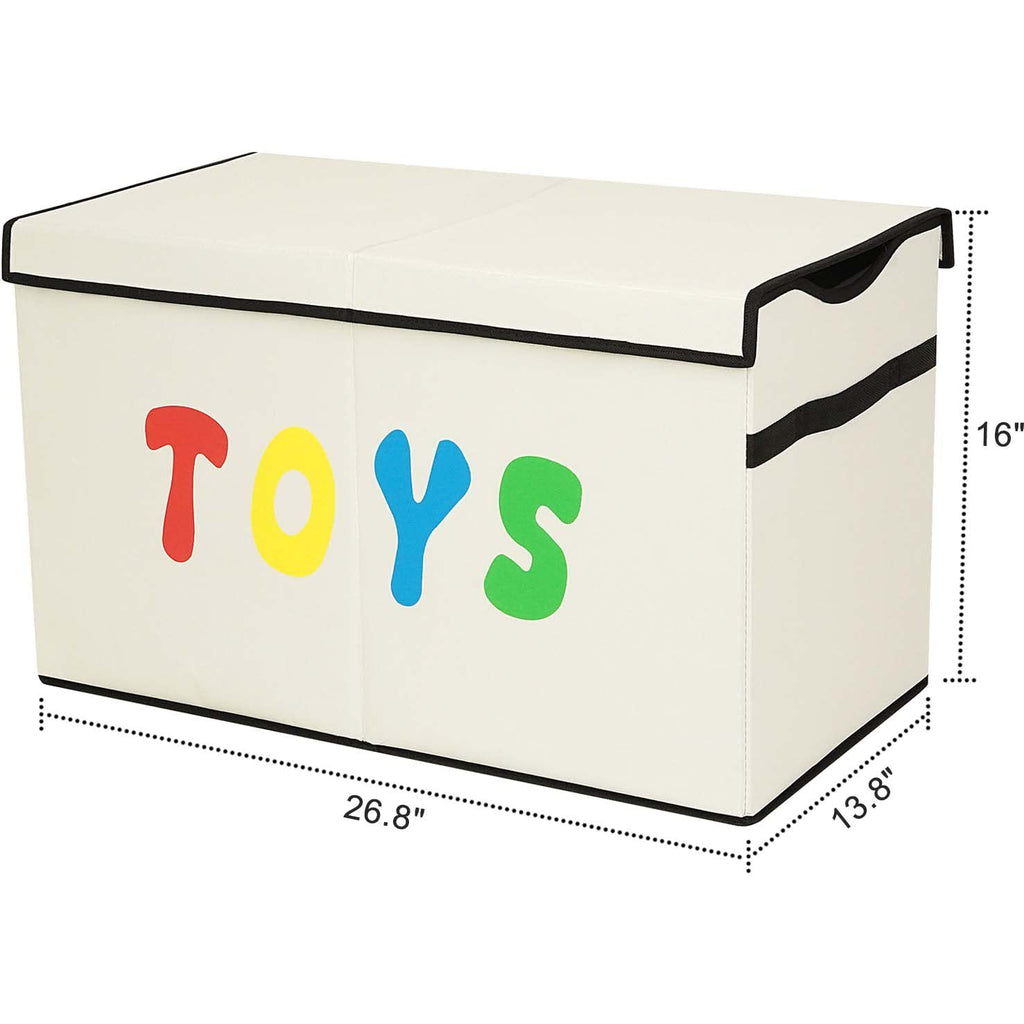 YOLOXO Toy Box Chest, Collapsible Sturdy Storage Bins with Lids, Extra Large Kids Toy Storage Organizer Boxes Bins Baskets for Kids, Boys, Girls, Nursery Room, Playroom, Closet (BLACK)