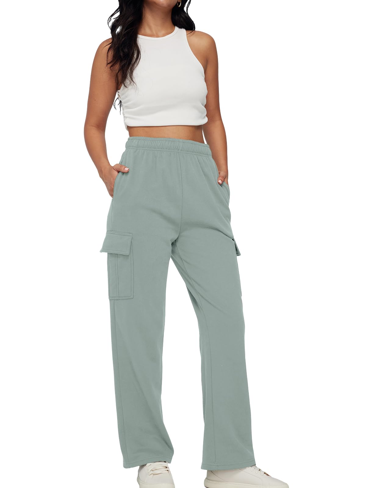 AUTOMET Womens Cargo Sweatpants Baggy Fleece High Waisted Joggers Sweat Pants Athletic Pants