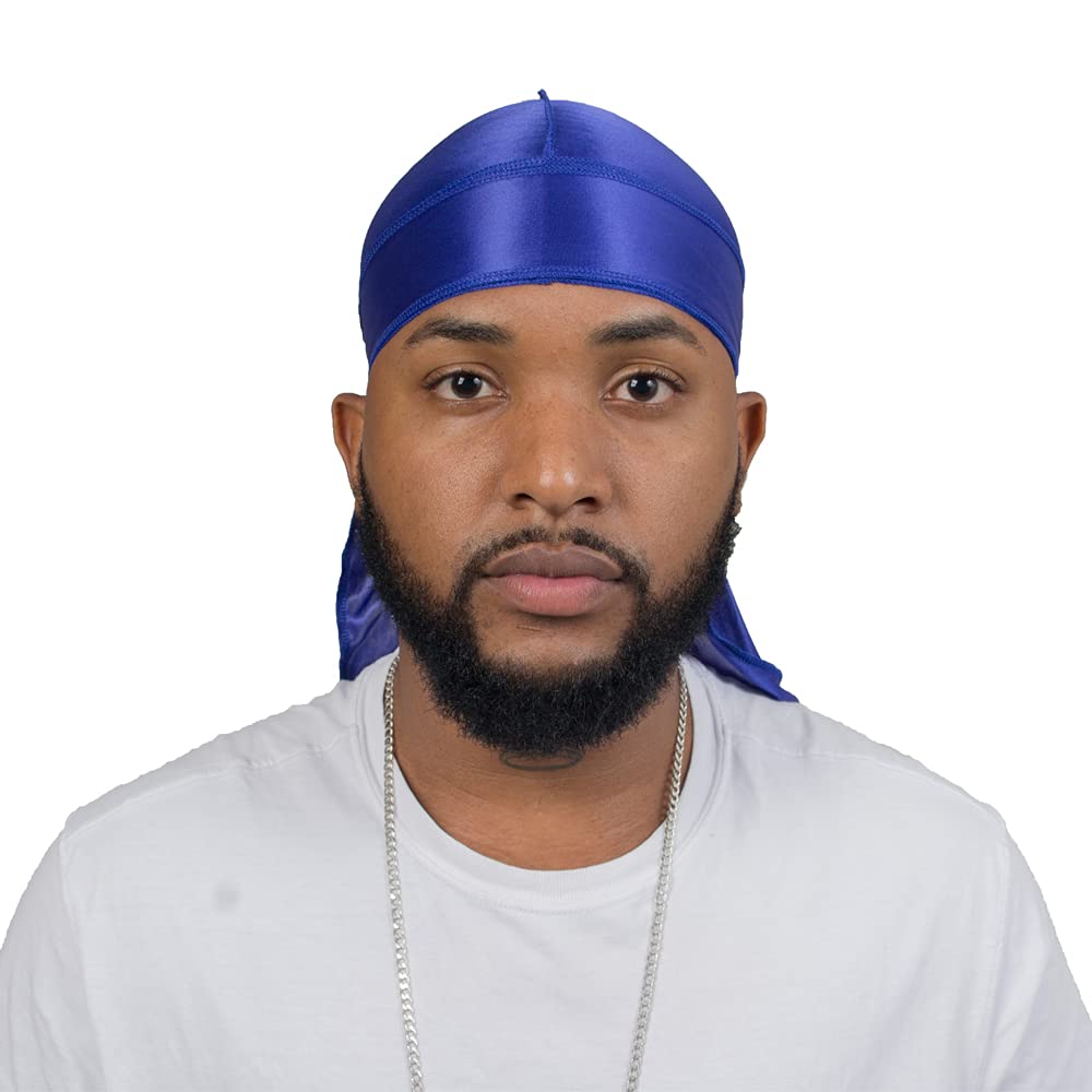 4PCS Silky Durags for Men Women 360 Waves with 1 Wave Cap, Silky Satin Durag Extra Long Tails