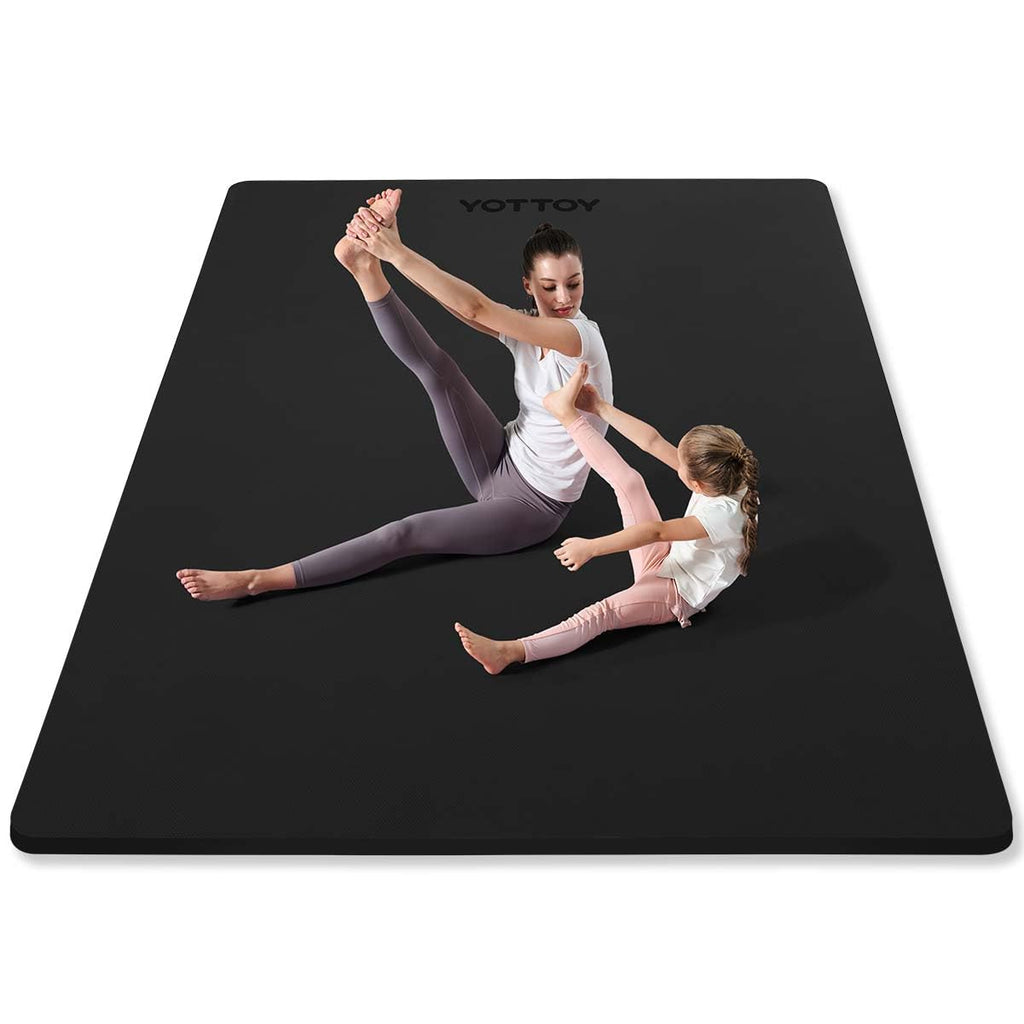 YOTTOY Large Yoga Mat (75 * 52 * 1/2inch),Extra Wide TPE Exercise Mat,Non-Slip Workout Mat for Pilates, Fitness, Barefoot, Home Gym Studio with Strap and Towel