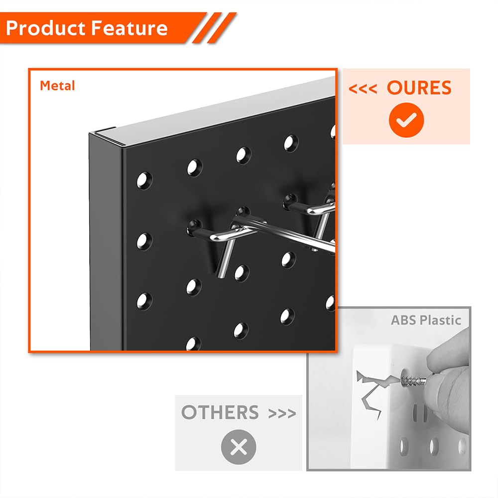 Ultrawall 2 Pcs Metal Pegboard Wall Panels, Peg Boards for Garage Tool Storage