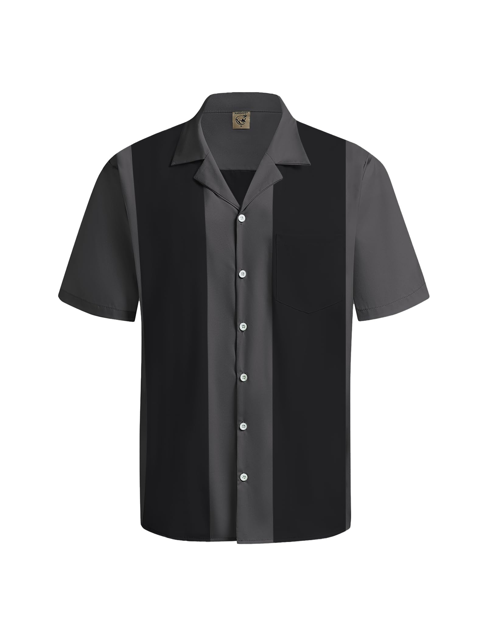 Hardaddy Men's Camp Collar Retro Vintage Bowling Button Down Shirt with Pocket Casual Short Sleeve Beach Shirts Summer
