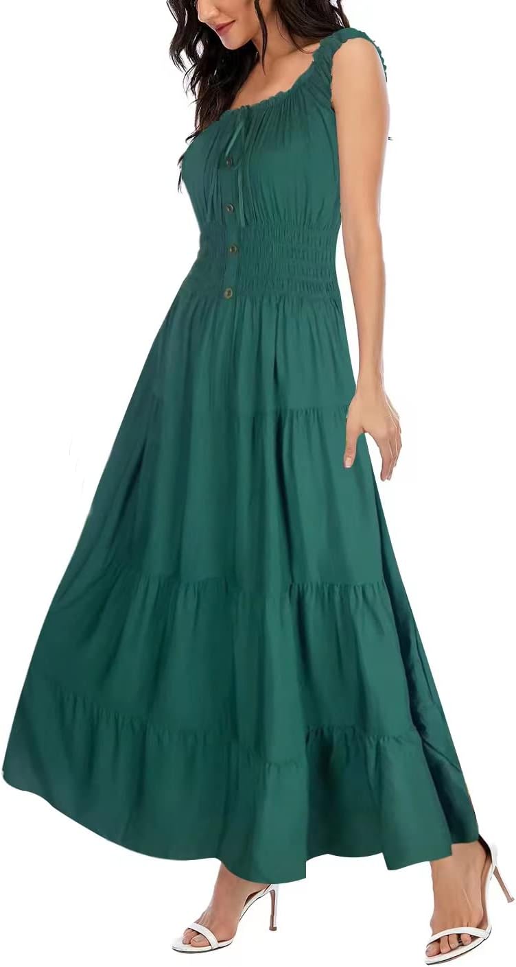 OSTOO Women's 2026 Summer Boho Floral Print Tiered Casual Flowy Long Maxi Dress