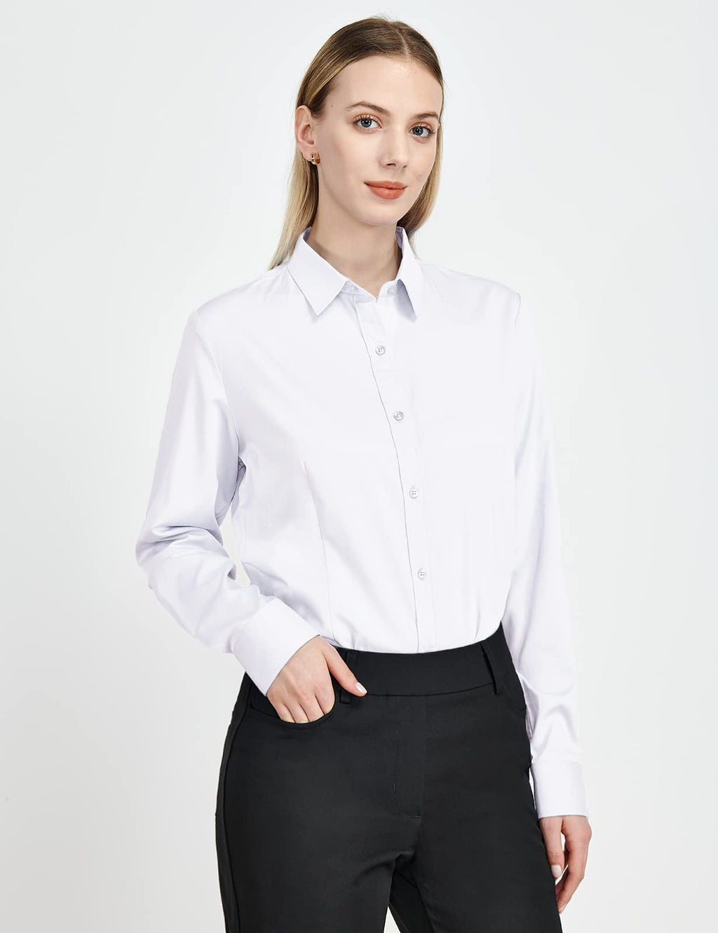 Tapata Womens Bodysuit Blouse Button Down One-Piece Long Sleeve Solid Office Work Shirt Casual Tops