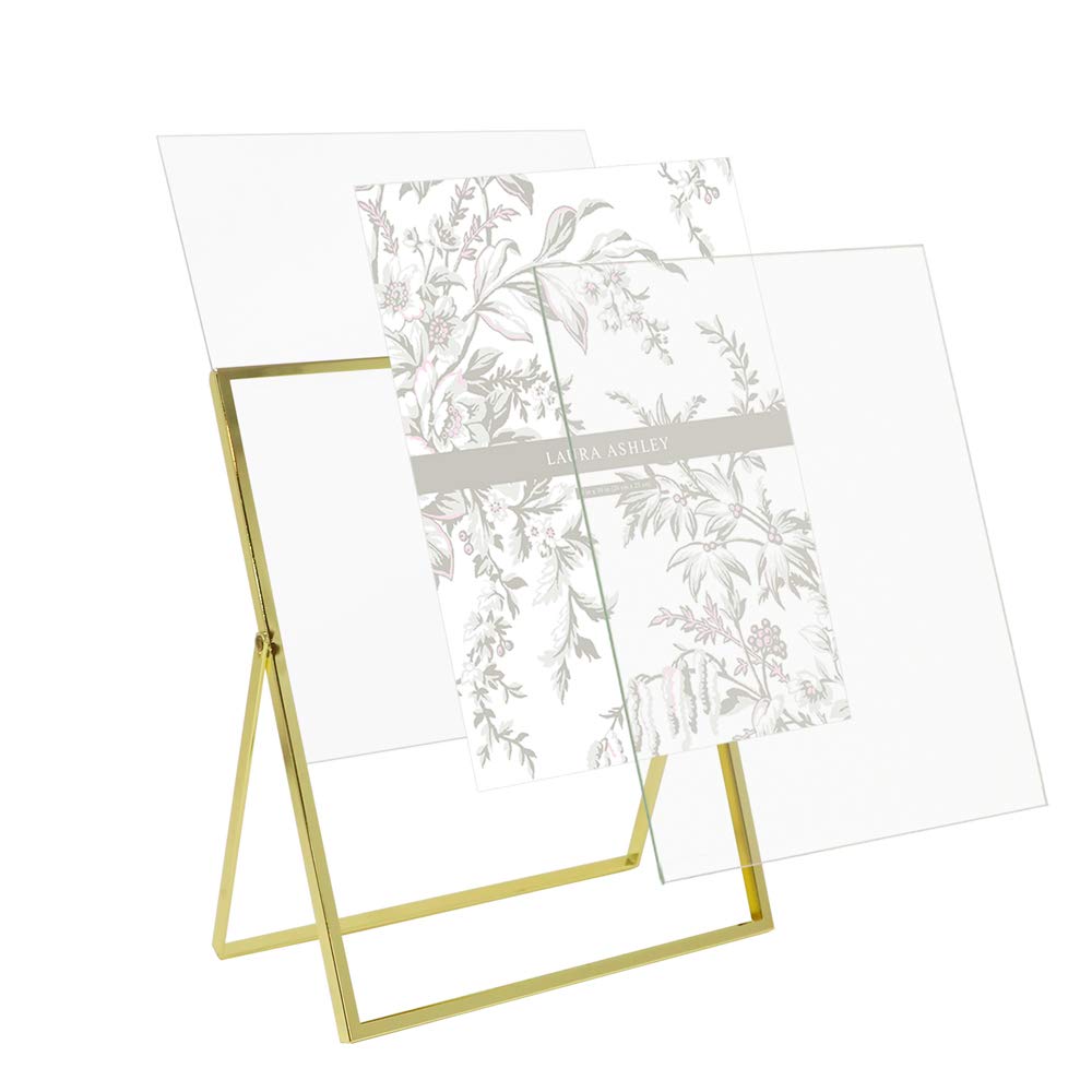 Laura Ashley 2x3 Rose Gold Flat Metal Picture Frame (Vertical) with Pull-Out Easel Stand, Made for Tabletop, Counterspace, Shelf and Desk (2x3, Rose Gold)