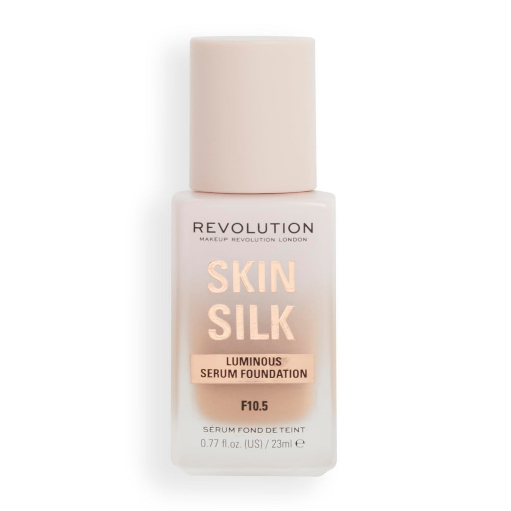 Revolution Skin Silk Radiant Satin Serum Foundation, Buildable Coverage with Hydrating Hyaluronic Acid for a Natural Finish, Vegan & Cruelty-Free, F0.5C Fair Skin Tones, 0.77 fl oz