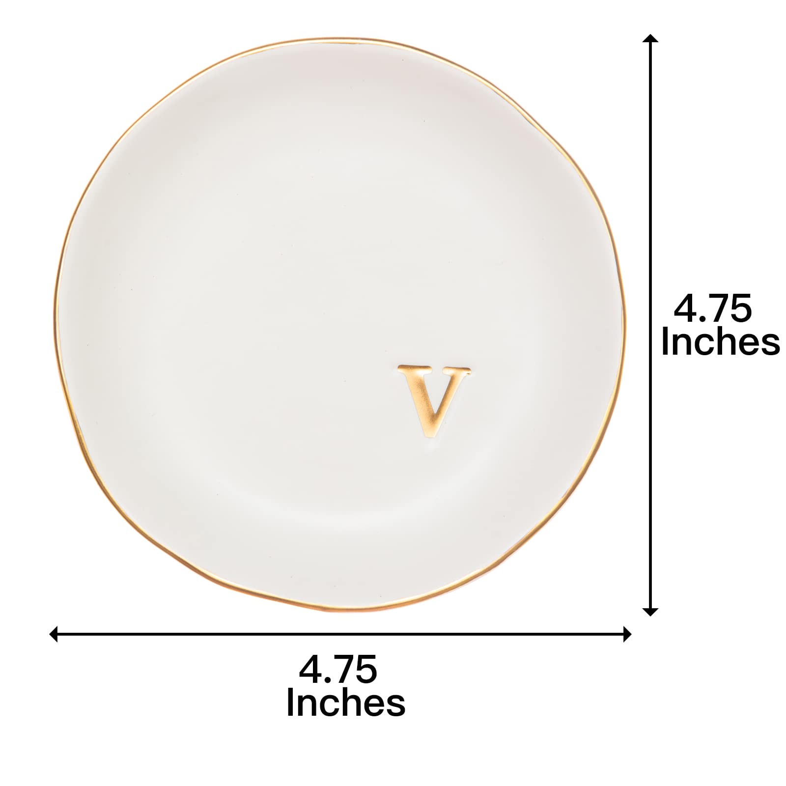 COLLECTIVE HOME - Ceramic Jewelry Tray, Decorative Trinket Dish for Rings Earrings Necklaces Bracelet Watch Keys, Birthday Mother's Day Christmas Gift for Women, 4.75", White Surface (A)
