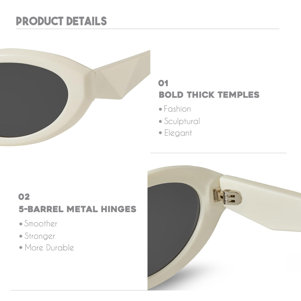 mosanana Oval Cat Eye Sunglasses for Women Retro Y2K Style MS52372