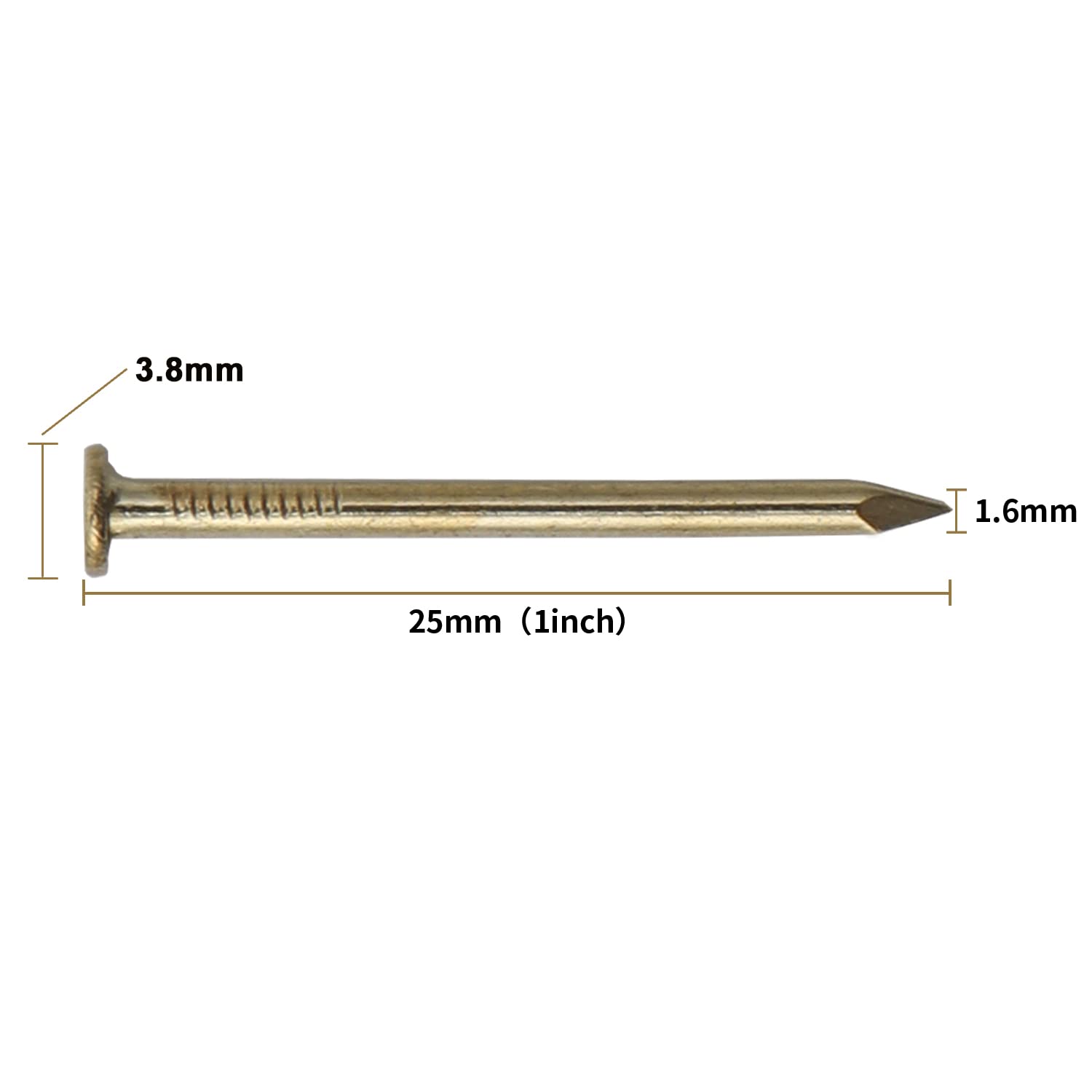 240pcs Gold Hardware Nails, 1-1/2” × 14 Ga Brass Plated Wood Nails, Nails for Hanging Wall Decor, Finishing Nails, Picture Hanging Nails, Wall Nails, Roofing Nails