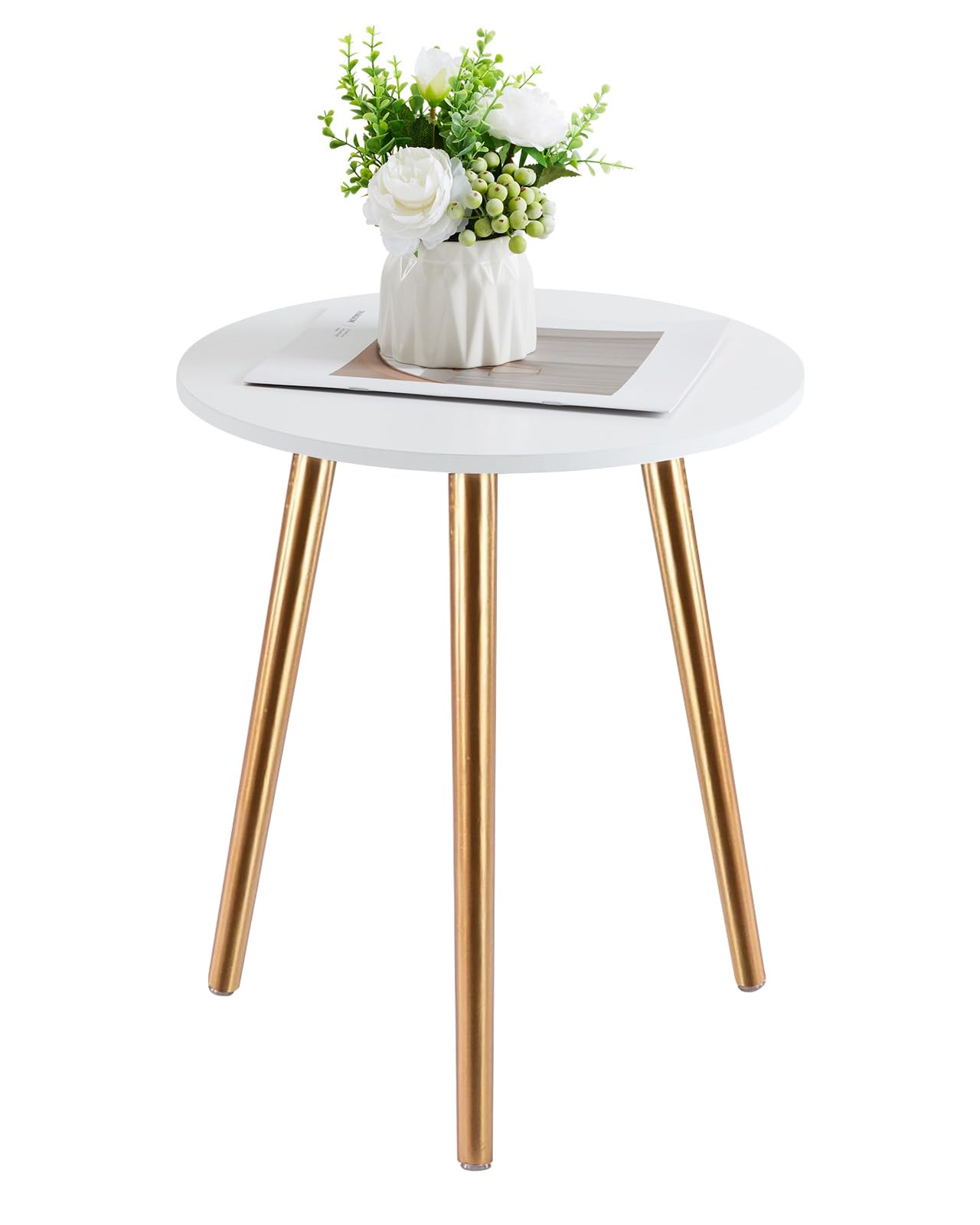 Apicizon Black Round Side Table, Black End Table Bedside Table Nursery with Wood Legs, Nightstand for Living Room, Bedroom, 16.5 x 20.5 Inches