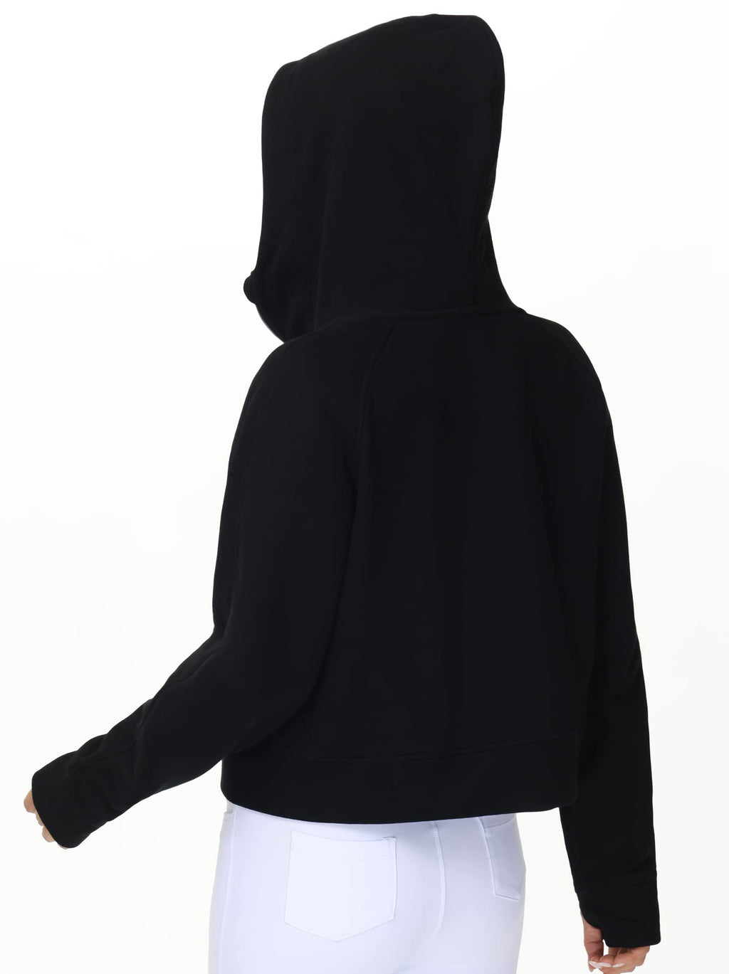 THE GYM PEOPLE Women's Full-Zip Up Hoodies Jacket Fleece Workout Crop Tops Sweatshirts with Pockets Thumb Hole