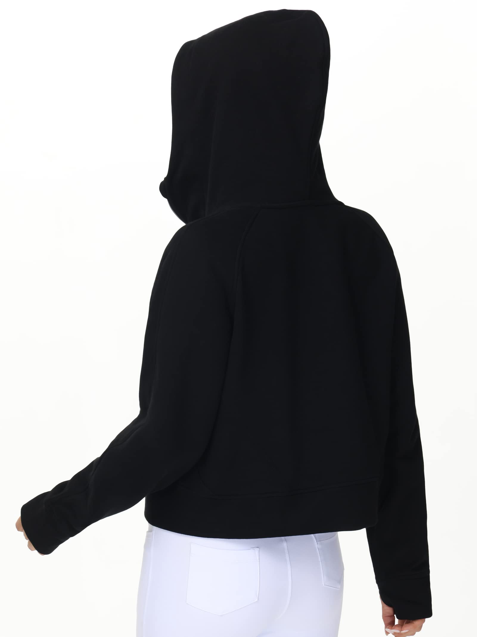 THE GYM PEOPLE Women's Full-Zip Up Hoodies Jacket Fleece Workout Crop Tops Sweatshirts with Pockets Thumb Hole