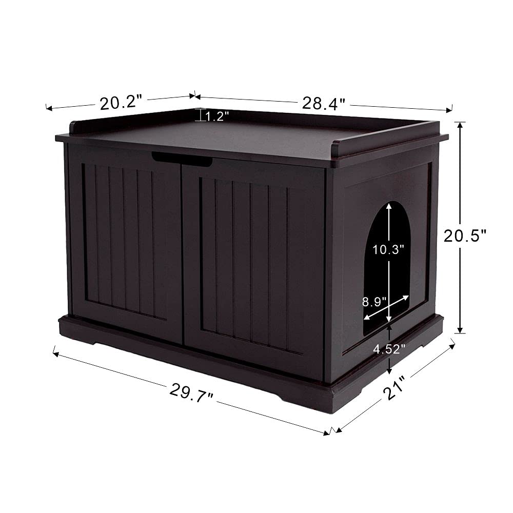 unipaws Extra Large Cat Litter Box Enclosure for Self-Cleaning & Automatic Litter Boxes, Tall Cabinet with Charging Station, Wooden Dog Proof Hidden Cat House for Top Entry Litter Box