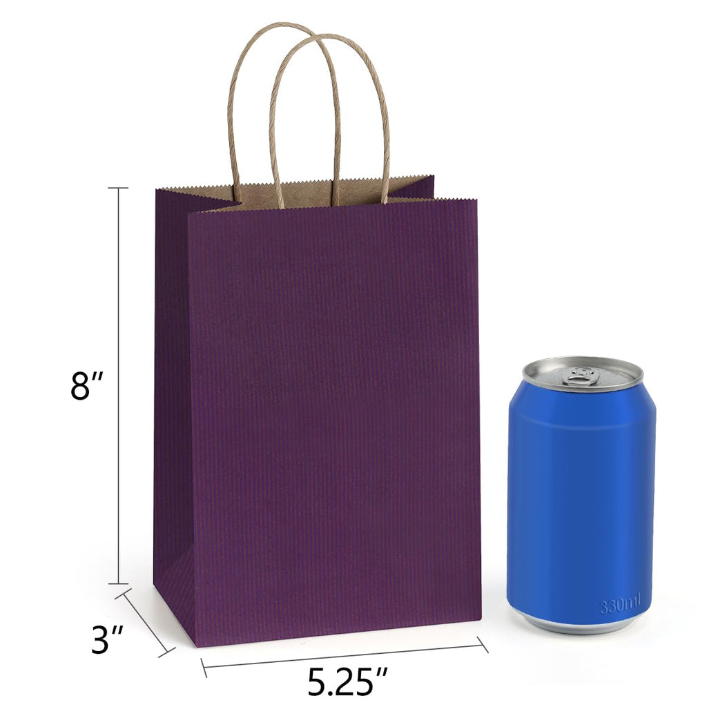 BagDream Gift Bags 100Pcs 5.25x3x8 Small Kraft Paper Gift Bags with Handles Bulk, Black Paper Sacks for Small Business, Retail, Merchandise, Grocery, Wedding Birthday Party favor
