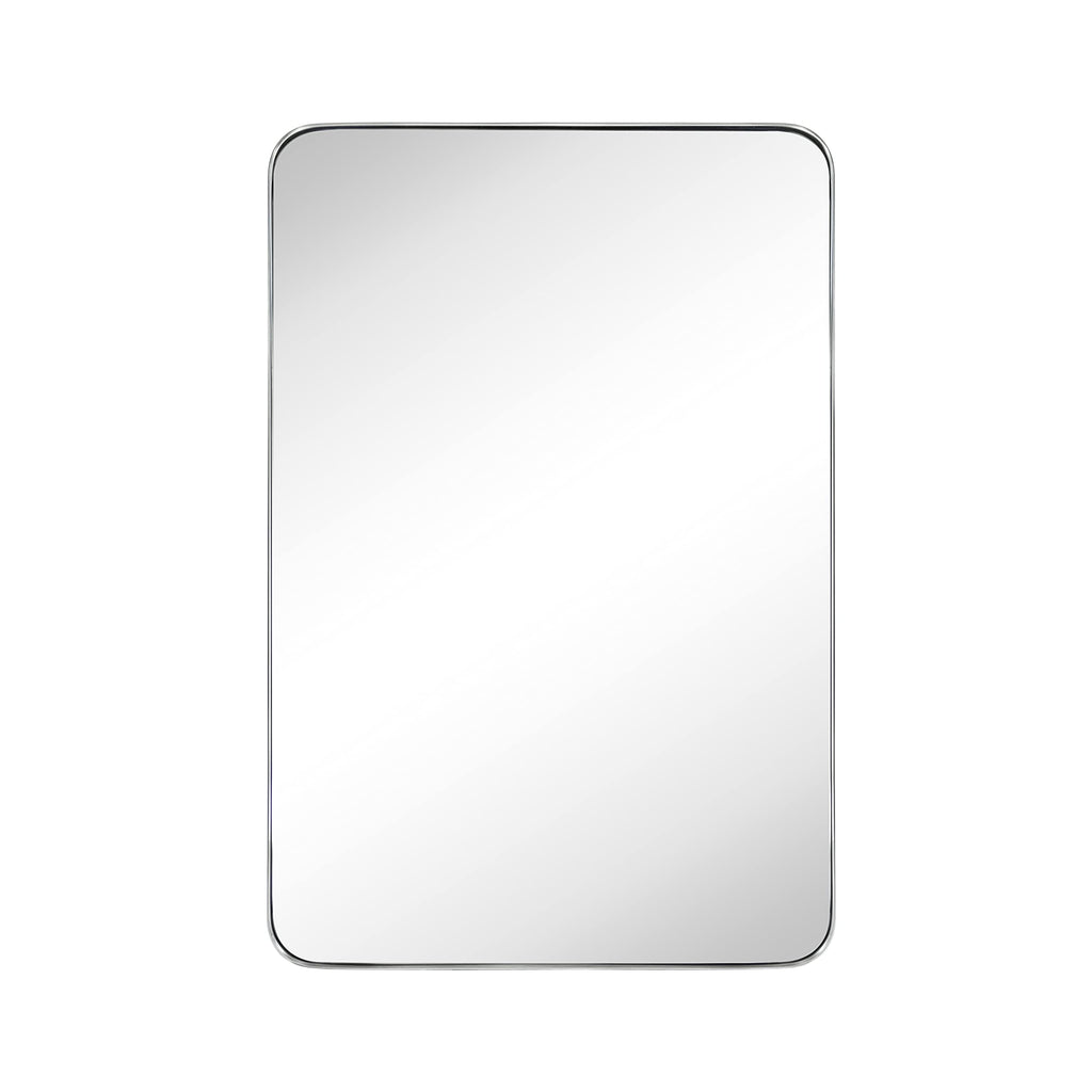 GRACTO 20x30 inch Brushed Nickel Stainless Steel Metal Framed Bathroom Mirror for Wall Mounted Rounded Rectangular Bathroom Vanity Mirror